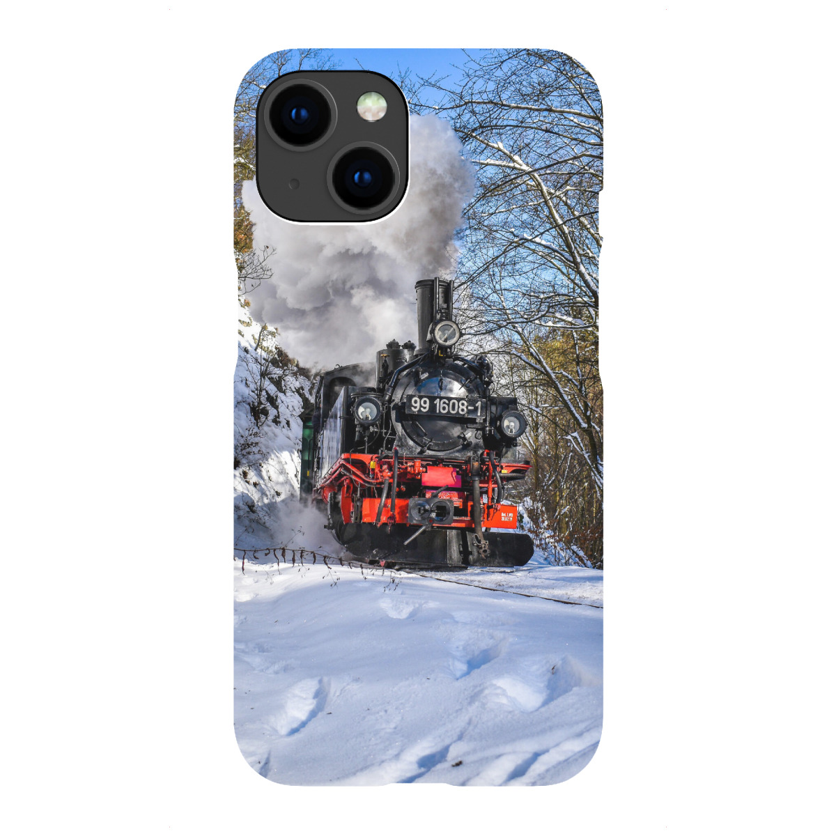 iPhone "Dampflok im Schnee" Premium-Case Handyhülle artboxONE