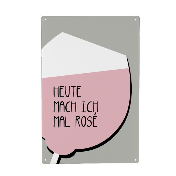 Holzbild "Heute mach ich mal rosé" artboxONE - Typografie,Für Mama,Essen & Trinken / Alkohol,Lustig