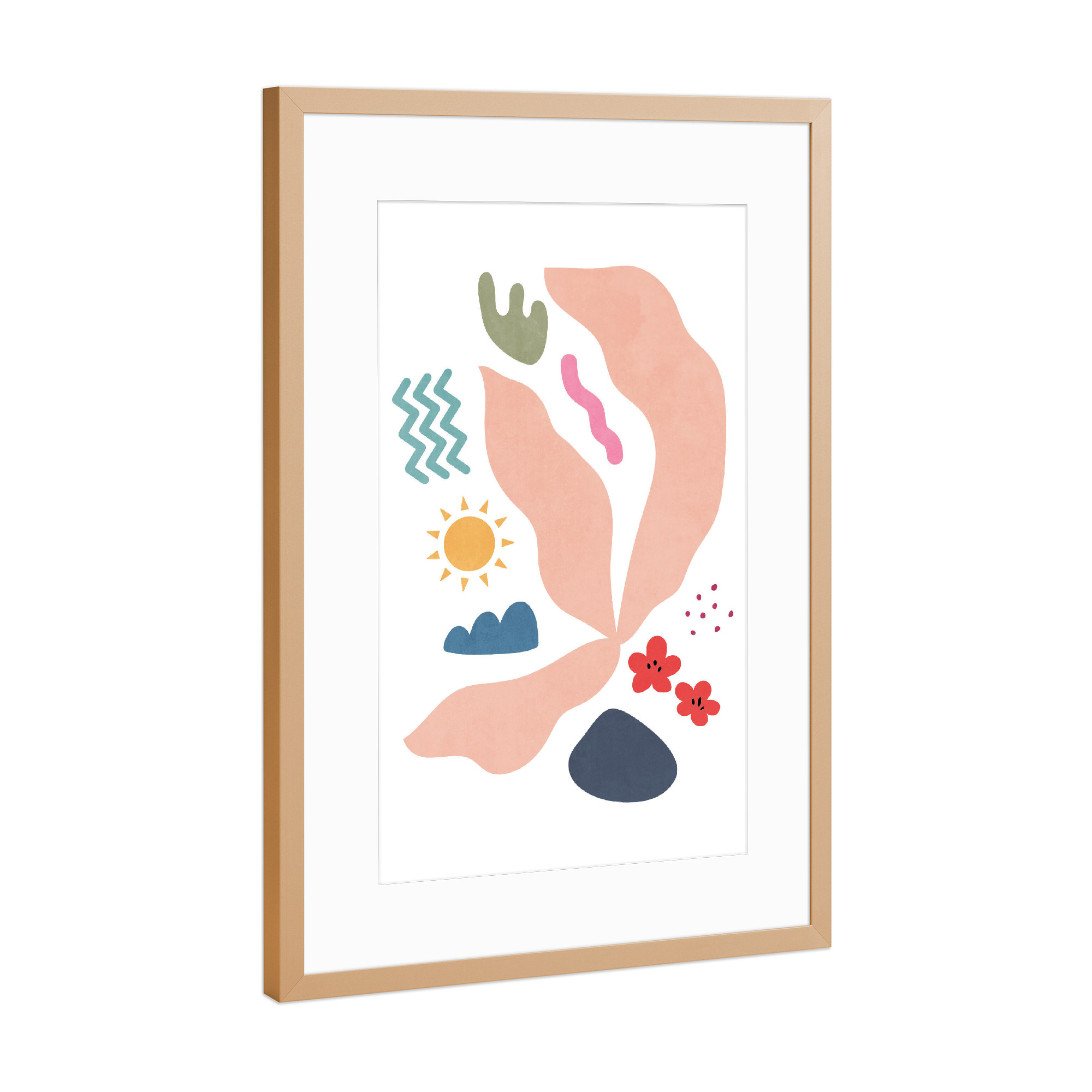 Poster mit Rahmen Kupfer "Minimal Tropical Flora Shapes" artboxONE - Natur,Abstrakt - Simple,Minimal,Shape,Color,Nature,Sun,Flora,Palm,Foliage
