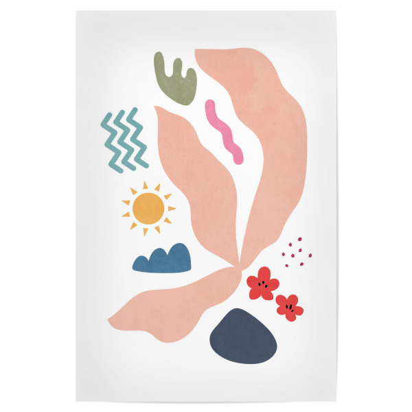 Poster 30x20 cm "Minimal Tropical Flora Shapes" artboxONE - Natur,Abstrakt - Simple,Minimal,Shape,Color,Nature,Sun,Flora,Palm,Foliage