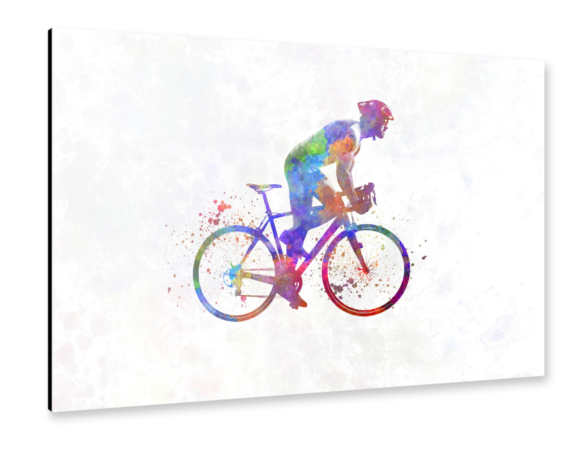 Alu-Dibond "Cyclist runner in watercolor" 30x20 cm artboxONE