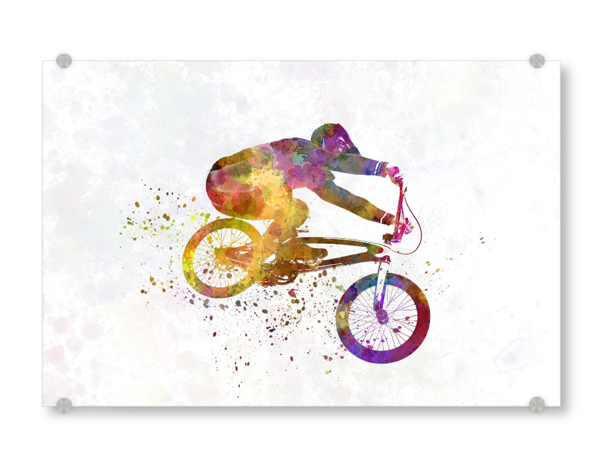 Acrylglasbild "Bmx cyclist in watercolor-e" artboxONE - Abstrakt,Sport