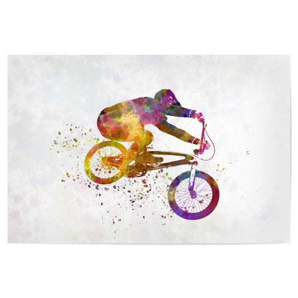 Poster "Bmx cyclist in watercolor-e" artboxONE - Abstrakt,Sport - Sport,Sports,Watercolor,Color,Bmx,Cyclist,Rider,Bicycle,Pirouette,Jump,Competition