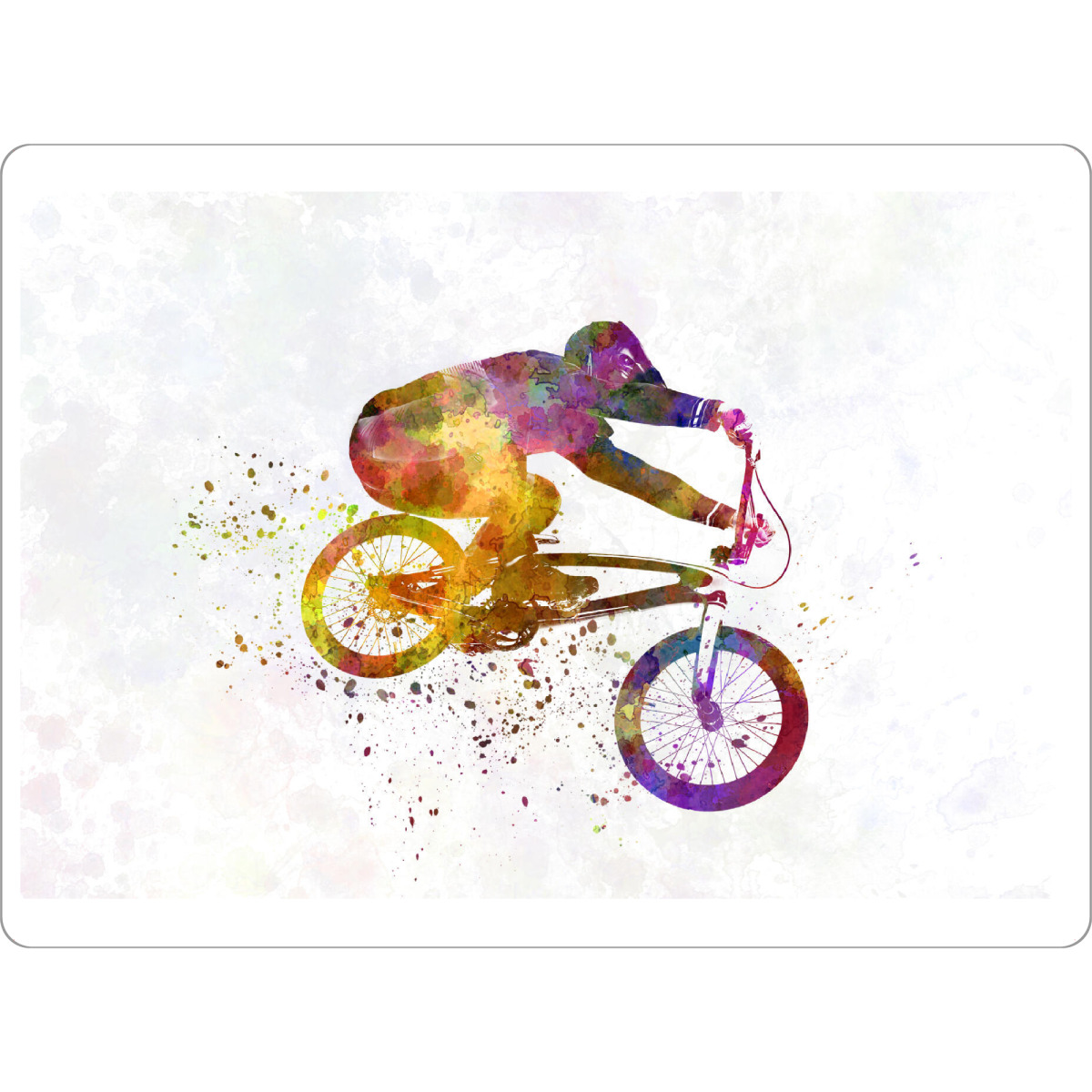 Tischset "Bmx cyclist in watercolor-e" artboxONE - Abstrakt,Sport - Sport,Sports,Watercolor,Color,Bmx,Cyclist,Rider,Bicycle,Pirouette,Jump,Competition