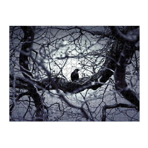 Puzzle Ravensburger "Schwarze Krähe, Tier Fotografie" artboxONE - Natur,Tiere,Schwarzweiß,Fiktion