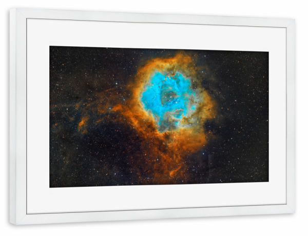 Poster mit Rahmen weiß "Rosettennebel in HSO" artboxONE - Galaxy - Astro,Astronomie,Universum,Weltall,Weltraum,Sterne,Deepsky,Universe,Space,Astronomy