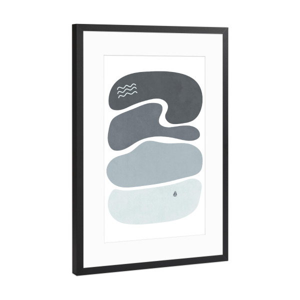 Poster mit Rahmen Schwarz (Metallic) "Simple Ocean Shapes" artboxONE - Natur,Abstrakt