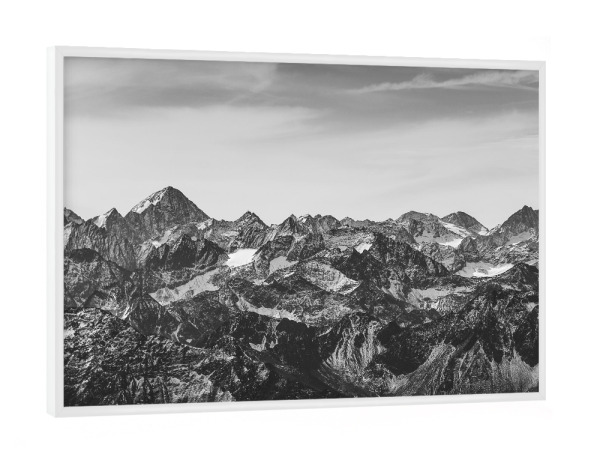 Poster mit weißem Rahmen "Bergwelt in schwarzweiss" artboxONE - Natur,Reise,Schwarzweiß