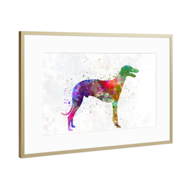Poster mit Rahmen Gold "Greyhound in watercolor" artboxONE - Tiere,Abstrakt - Dog,Dogs,Pet,Animal,Mammal,Watercolor,Illustration,Abstract