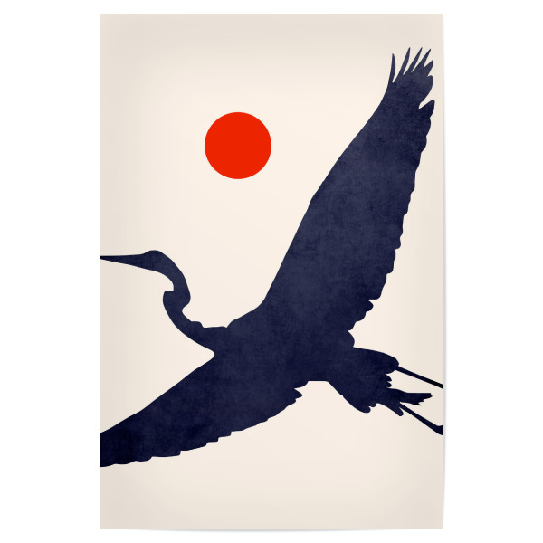 Poster "Kranich" artboxONE - Natur,Tiere,Abstrakt - Vogel,Japanisch,Sonnenuntergang,Japan,Bird,Sun,Sunset,Tier,Animal