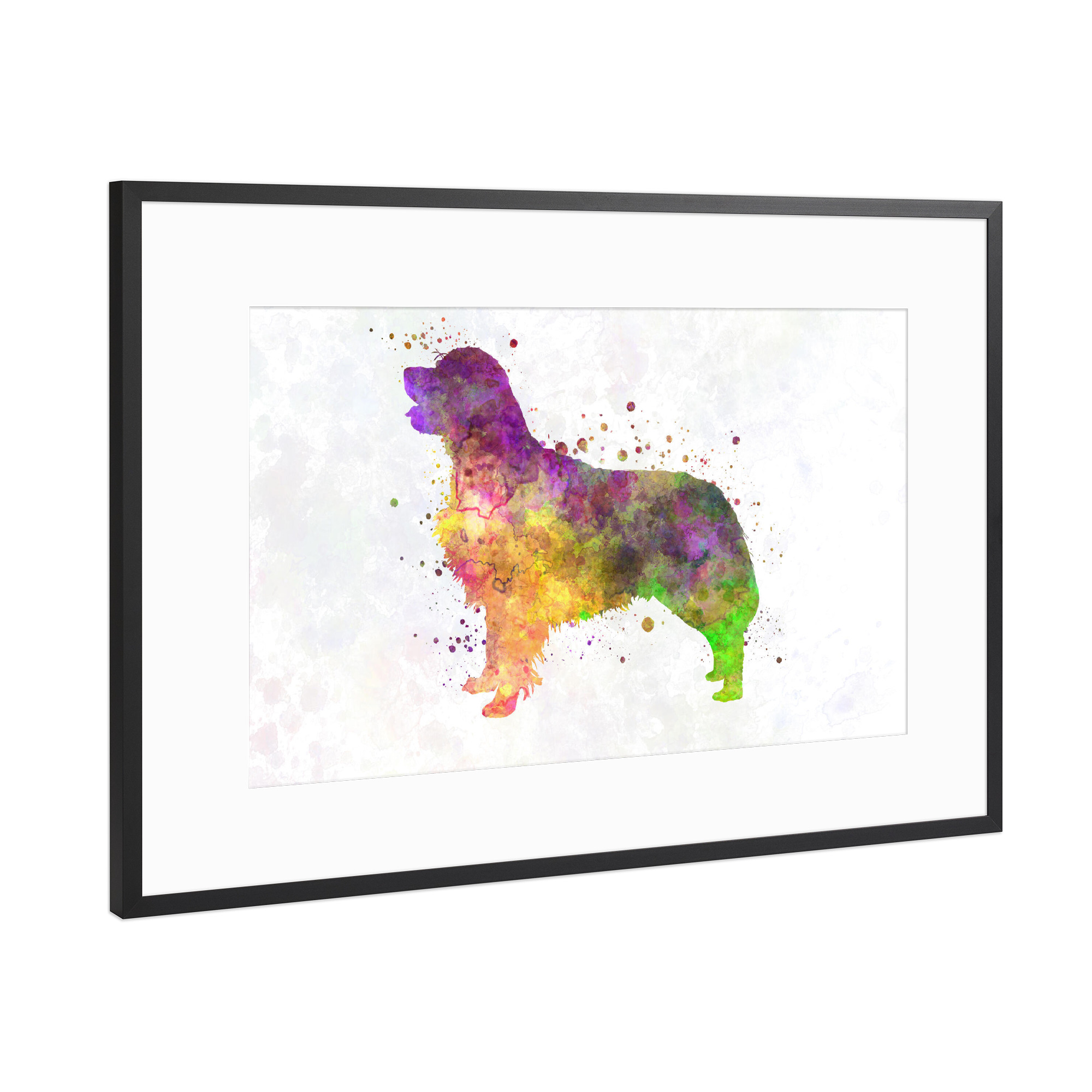 Poster mit Rahmen Schwarz (Metallic) "Golden Retriever in watercolor" artboxONE - Tiere,Abstrakt