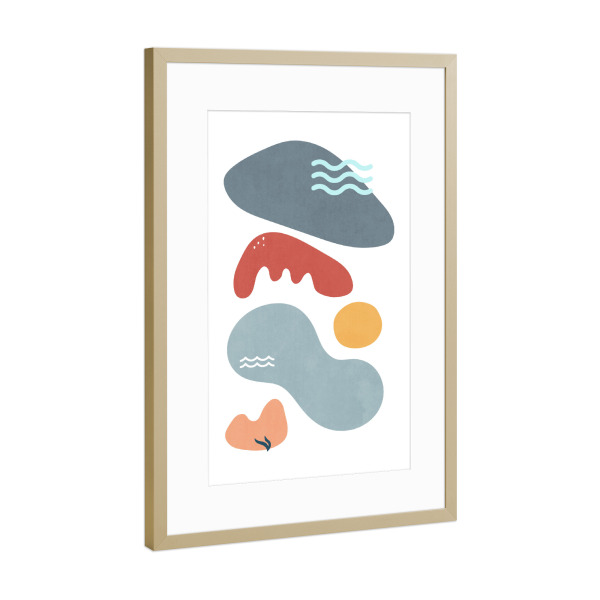 Poster mit Rahmen Gold "Colorful Landscape Nature Shapes" artboxONE - Natur,Abstrakt,Geometrie