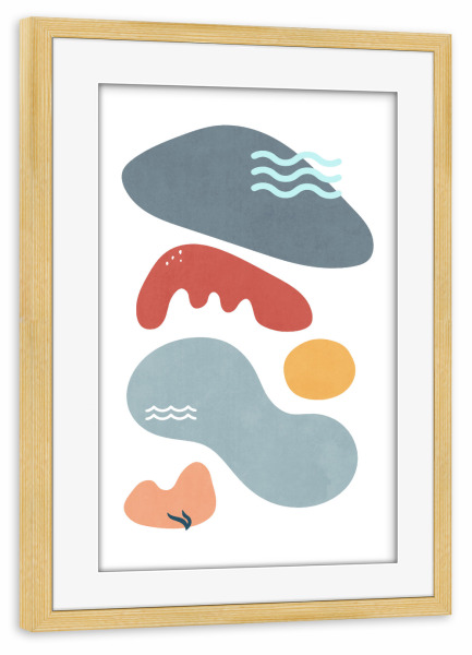 Poster mit Rahmen kiefer "Colorful Landscape Nature Shapes" artboxONE - Natur,Abstrakt,Geometrie