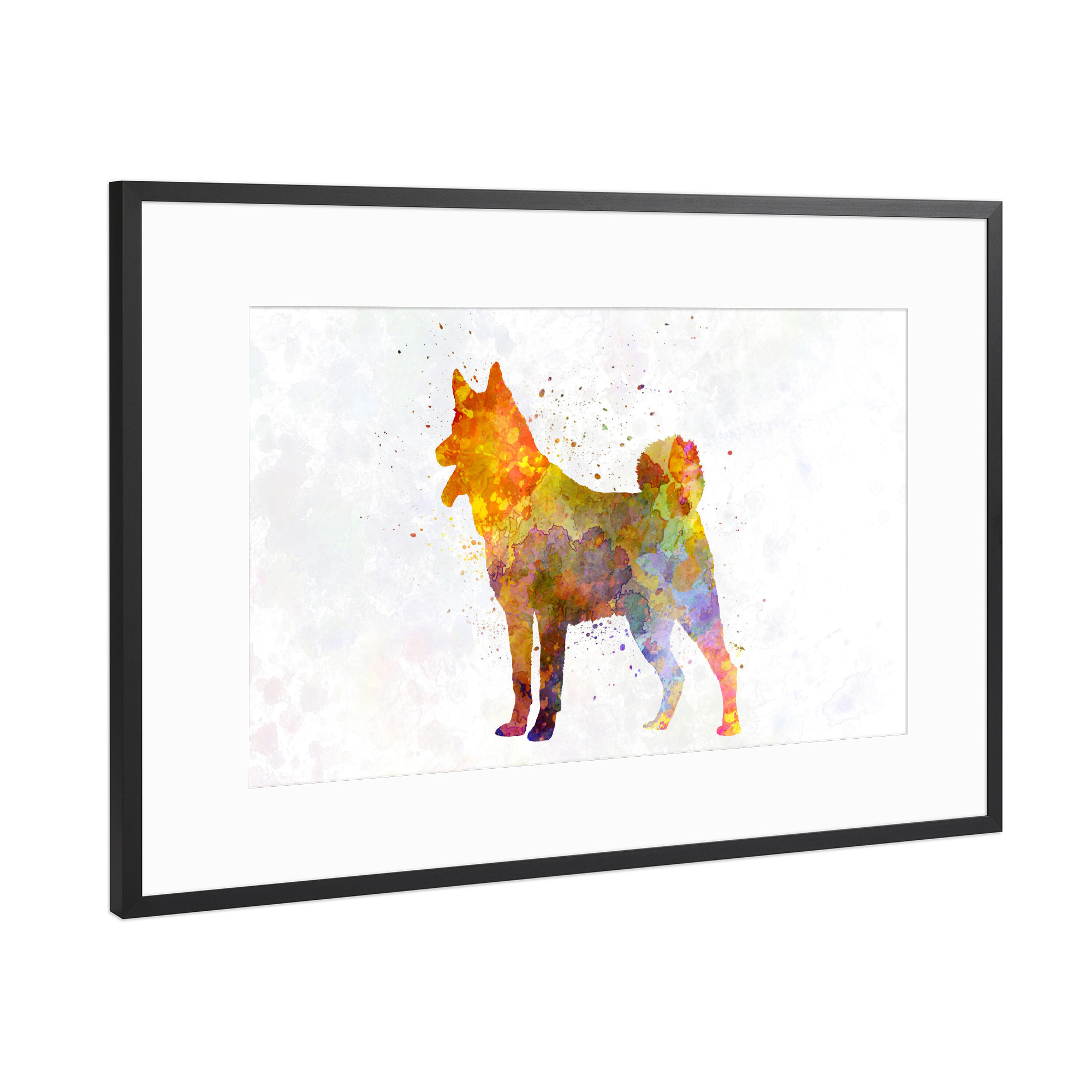 Poster mit Rahmen Schwarz (Metallic) "Jamthund in watercolor" artboxONE - Tiere,Abstrakt