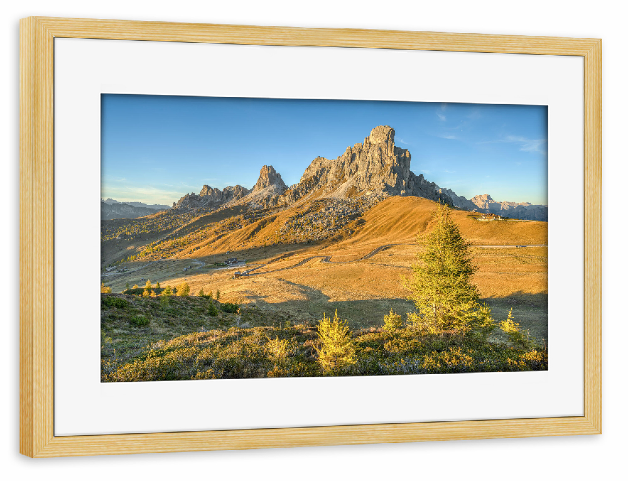 Poster mit Rahmen kiefer "Passo di Giau in den Dolomiten" artboxONE - Natur,Reise,Reise / Länder