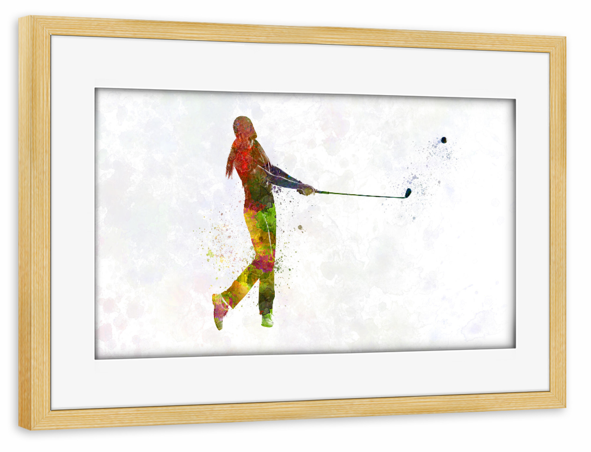 Poster mit Rahmen kiefer "Female golf player-a" artboxONE - Abstrakt,Sport