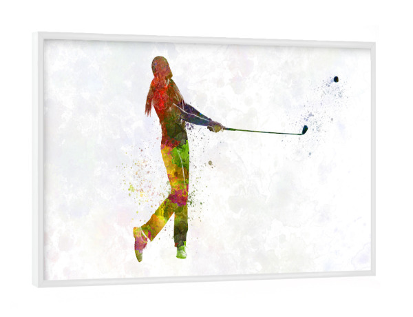 Poster mit weißem Rahmen "Female golf player-a" artboxONE - Abstrakt,Sport