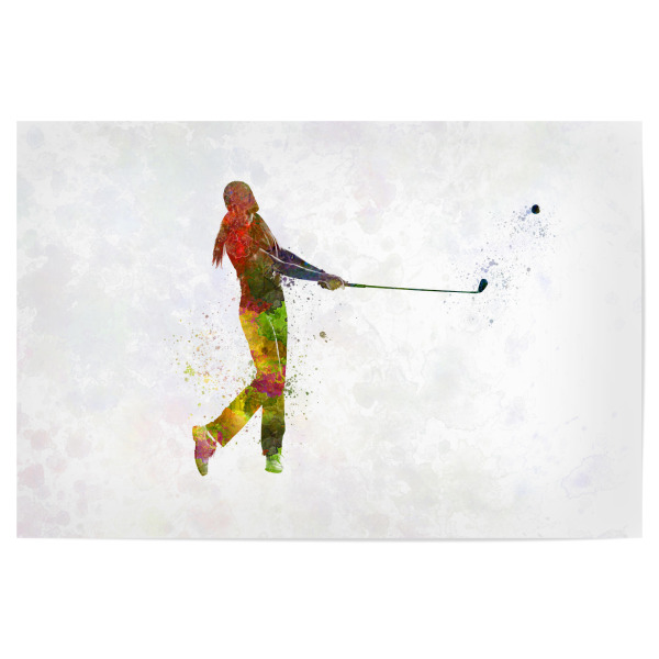 Poster "Female golf player-a" artboxONE - Abstrakt,Sport - Sport,Sports,Athlete,Olympic,Color,Watercolor,Golf,Golfer,Golf course,Competition,Woman