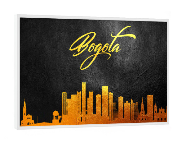 Poster mit weißem Rahmen "Bogota Colombia Gold Skyline" artboxONE - Städte - Bogota colombia,Gold,Skyline
