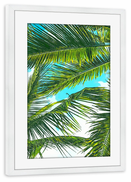 Poster mit Rahmen weiß "Life Under Palm Trees" artboxONE - Natur