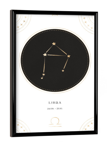 Poster mit schwarzem Rahmen "Sternzeichen Libra/Waage" artboxONE - Abstrakt,Galaxy