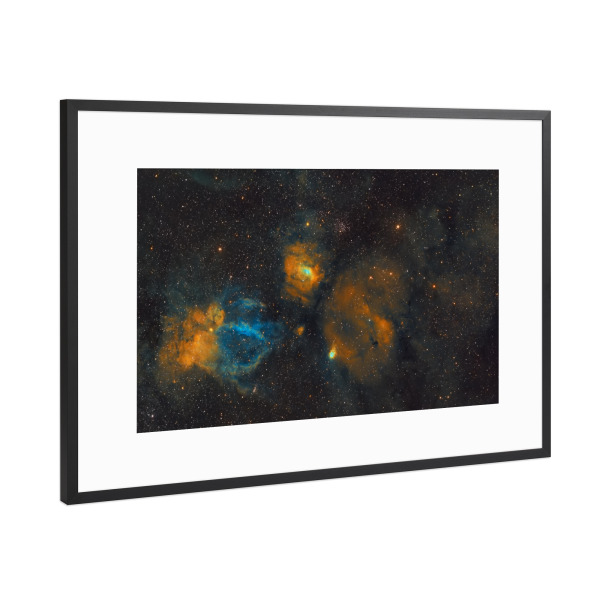 Poster mit Rahmen Schwarz (Metallic) "Bubble Nebula - HSO" artboxONE - Galaxy
