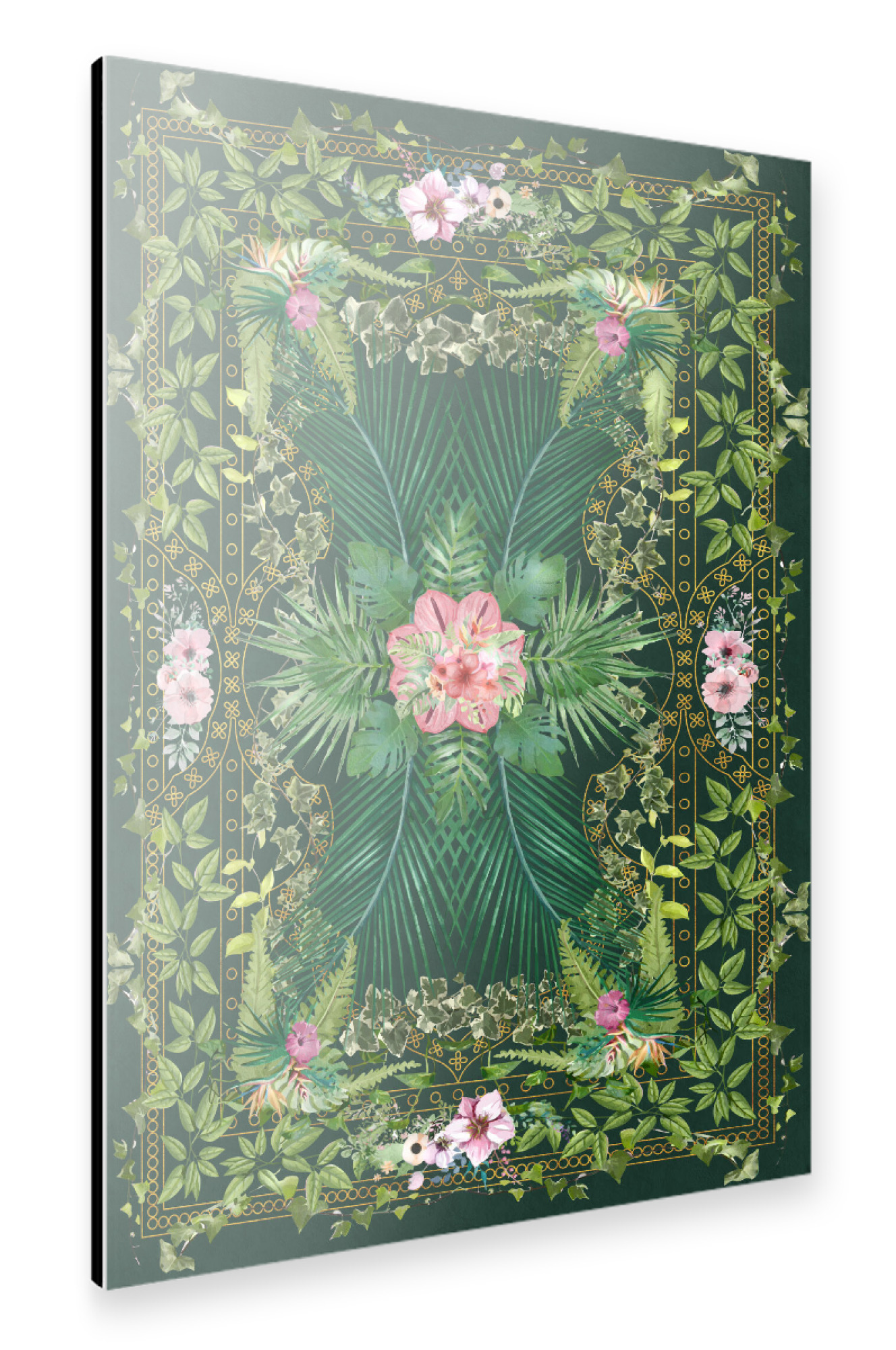 Alu-Dibond "Dark Tropical Foliage Lattice" 75x50 cm artboxONE