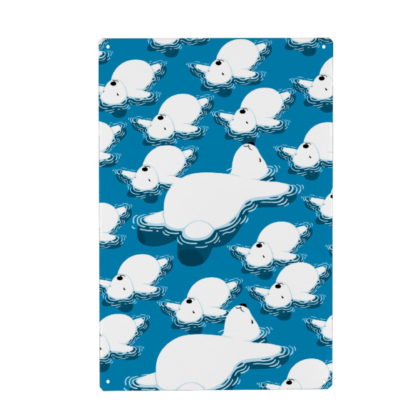 Metall Poster "Polar bear family floating" artboxONE - Für Kinder,Tiere