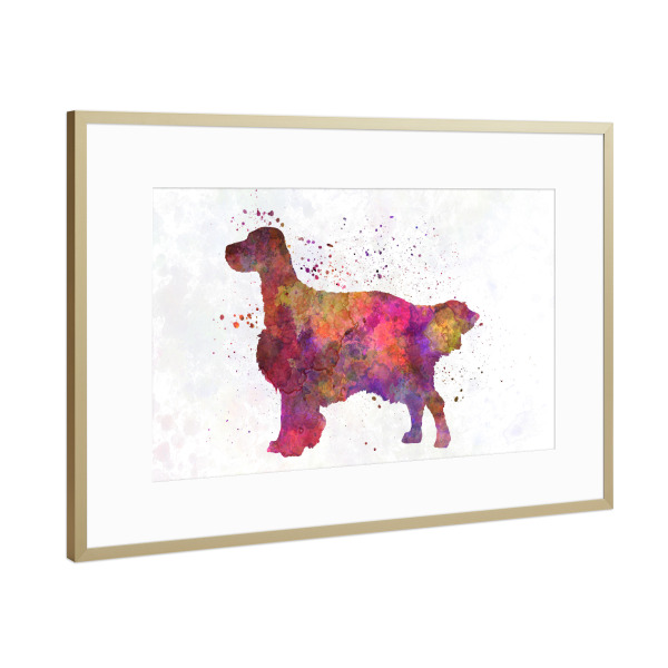Poster mit Rahmen Gold "English Setter in watercolor" artboxONE - Tiere,Abstrakt