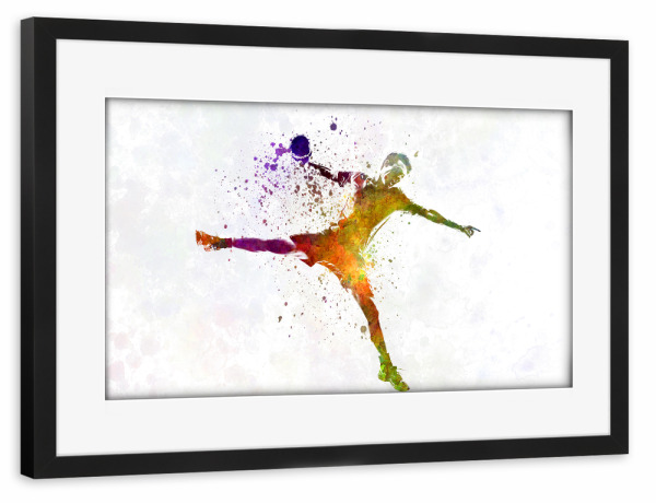 Poster mit Rahmen schwarz "Handball player in watercolor" artboxONE - Abstrakt,Sport