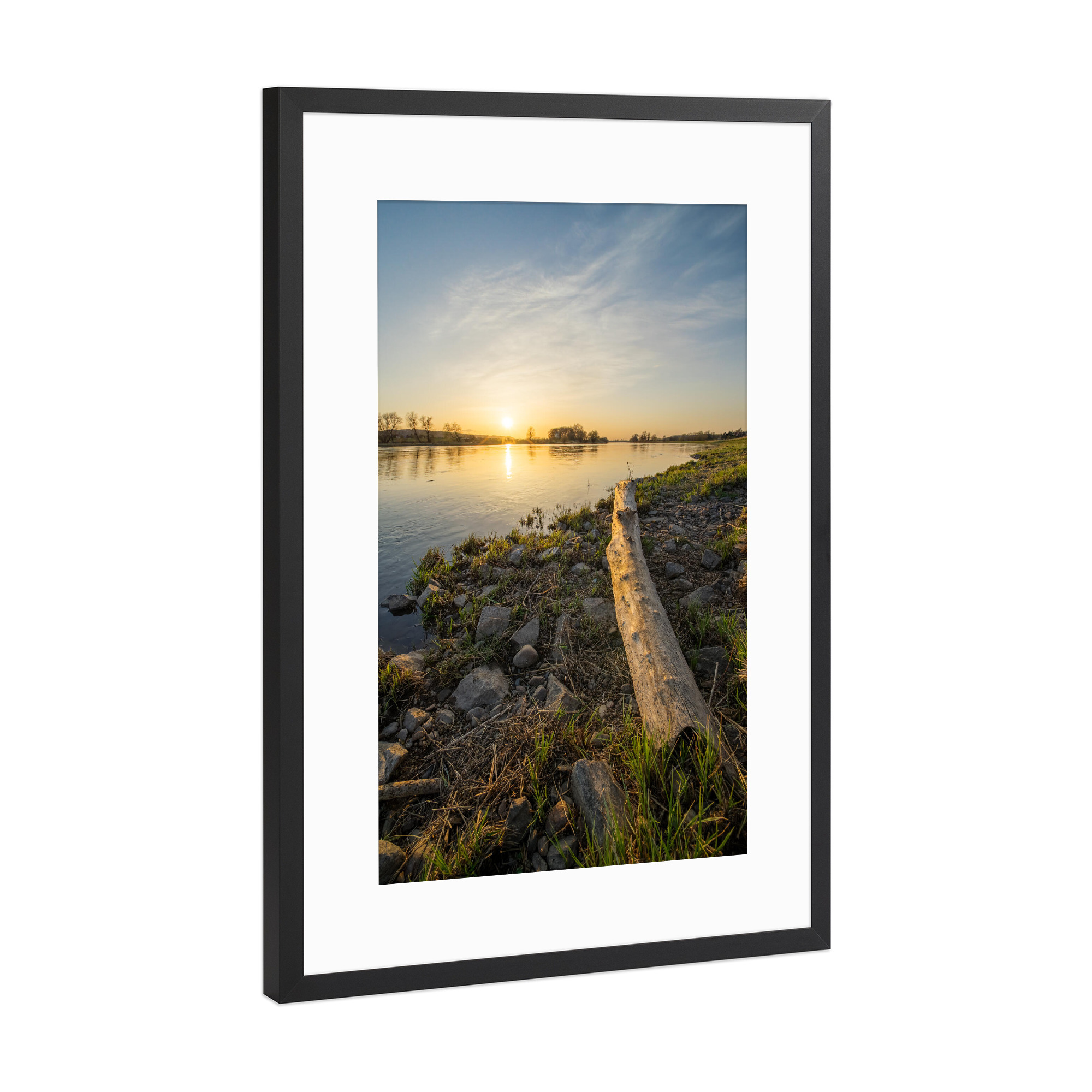 Poster mit Rahmen Schwarz (Metallic) "Sonnenuntergang in Dresden" artboxONE - Natur,Reise,Städte / Dresden