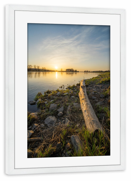 Poster mit Rahmen weiß "Sonnenuntergang in Dresden" artboxONE - Natur,Reise,Städte / Dresden