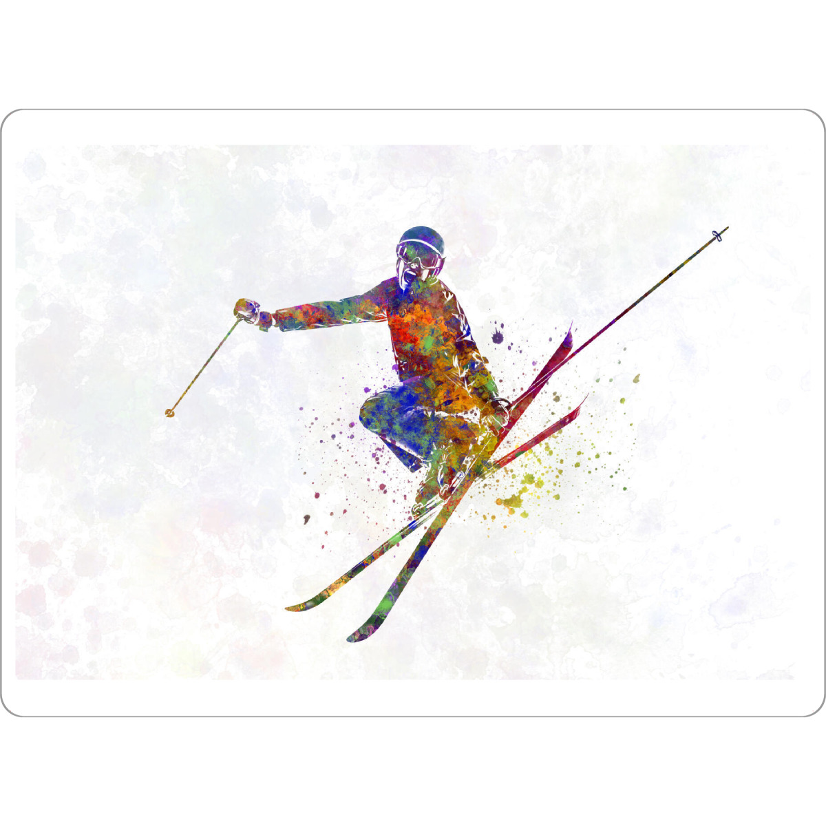 Tischset "Female skier in watercolor" artboxONE - Abstrakt,Sport - Sport,Sports,Watercolor,Color,Skier,Skiing,Mountain,Snow,Slalom,Woman