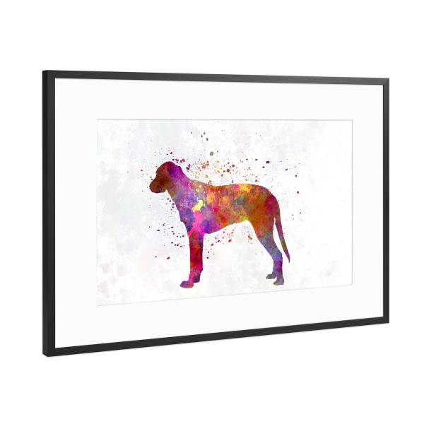 Poster mit Rahmen Schwarz (Metallic) "Finnish Hound in watercolor" artboxONE - Tiere,Abstrakt