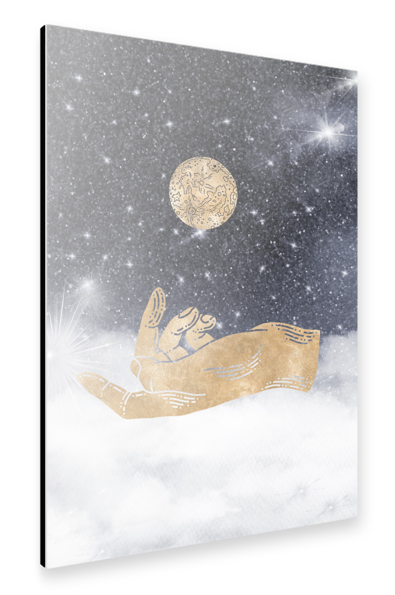 Alu-Dibond "Hand fängt Welt" 30x20 cm artboxONE