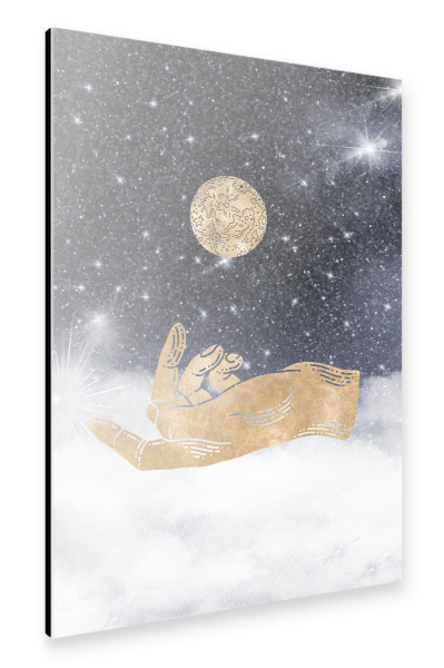 Alu-Dibond "Hand fängt Welt" 30x20 cm artboxONE