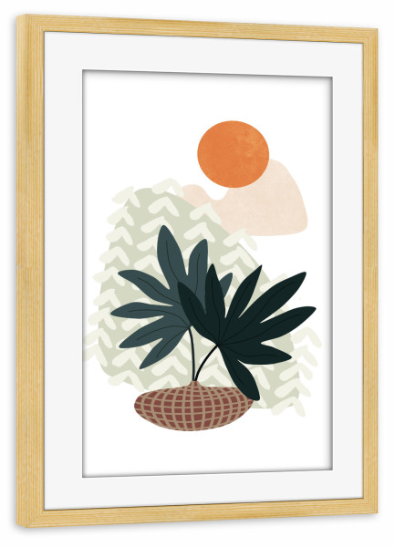 Poster mit Rahmen kiefer "Fan Palm Still Life" artboxONE - Natur,Floral