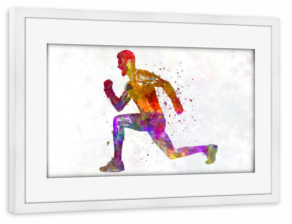 Poster mit Rahmen weiß "Young man practices fitness" artboxONE - Abstrakt,Sport
