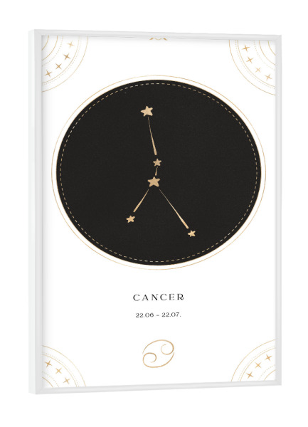Poster mit weißem Rahmen "Sternzeichen Cancer/Krebs" artboxONE - Abstrakt,Galaxy