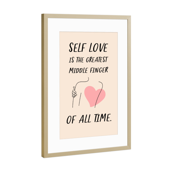 Poster mit Rahmen Gold "Selbstliebe ist großartig" artboxONE - Typografie,Liebe