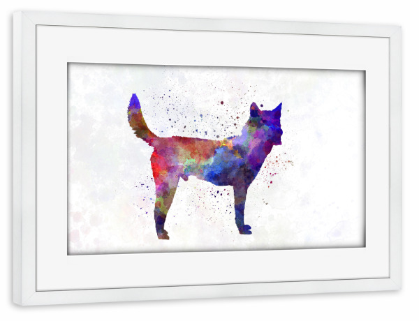 Poster mit Rahmen weiß "Korea Jindo Dog in watercolor" artboxONE - Tiere,Abstrakt