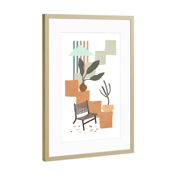 Poster mit Rahmen Gold "Stillleben im Hof der Villa" artboxONE - Natur,Floral,Abstrakt