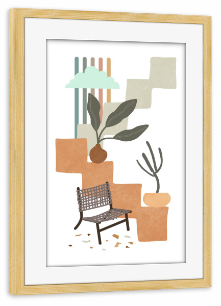 Poster mit Rahmen kiefer "Stillleben im Hof der Villa" artboxONE - Natur,Floral,Abstrakt