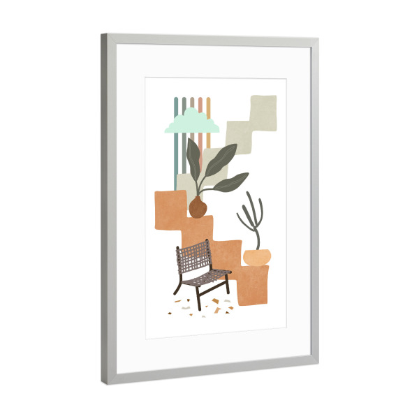 Poster mit Rahmen Silber "Stillleben im Hof der Villa" artboxONE - Natur,Floral,Abstrakt