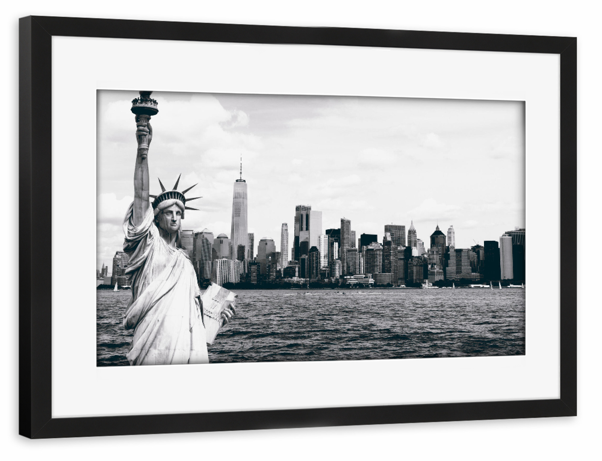 Poster mit Rahmen schwarz "NYC Manhattan schwarzweiß" artboxONE - Städte / New York,Reise,Schwarzweiß,Reise / Asien