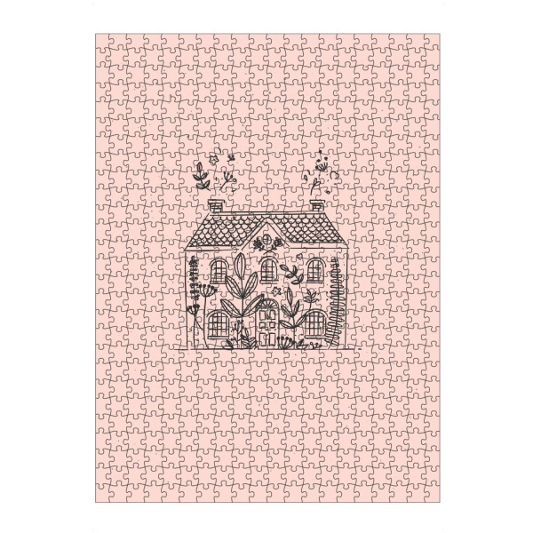 artboxONE Puzzle "Floral art style house pink" artboxONE - Natur,Floral,Architektur