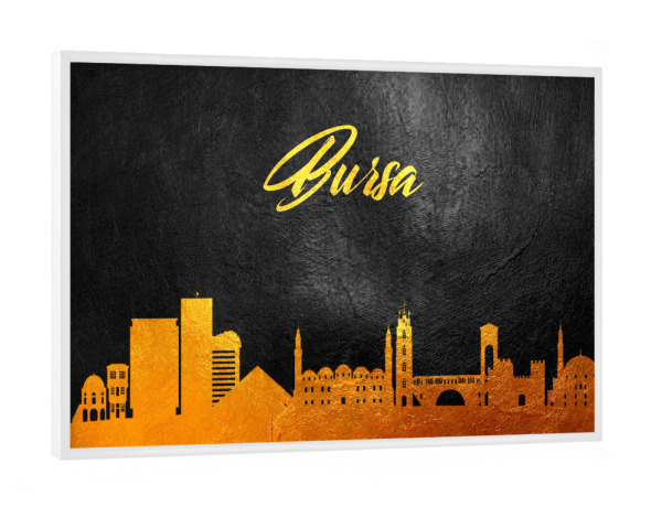 Poster mit weißem Rahmen "Bursa Turkey Gold Skyline" artboxONE - Städte - Gold,Skyline,Bursa,Turkey