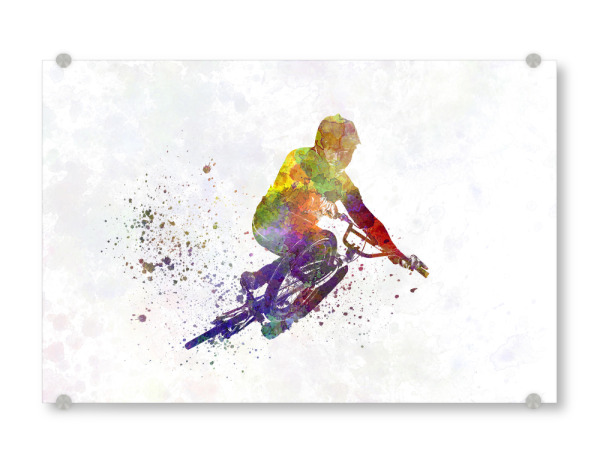 Acrylglasbild "Bmx cyclist in watercolor-b" artboxONE - Abstrakt,Sport