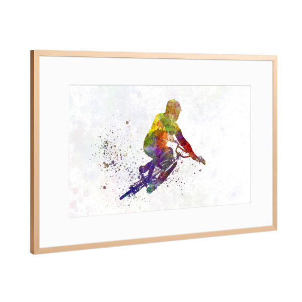 Poster mit Rahmen Kupfer "Bmx cyclist in watercolor-b" artboxONE - Abstrakt,Sport