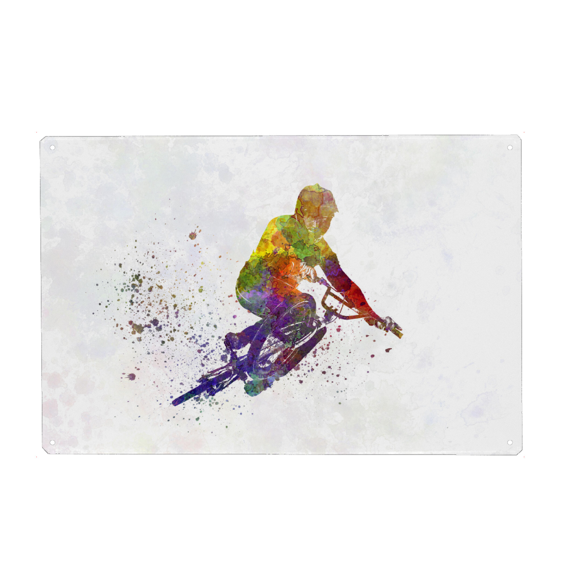 Metall Poster "Bmx cyclist in watercolor-b" artboxONE - Abstrakt,Sport